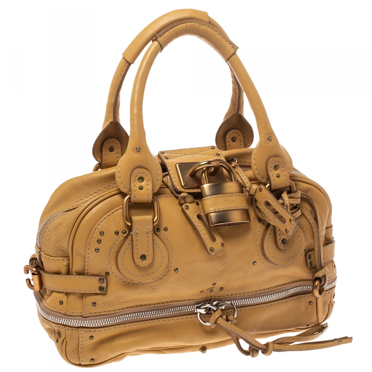 Pre Owned Chloe Beige Leather Paddington East/West Zippy Satchel 