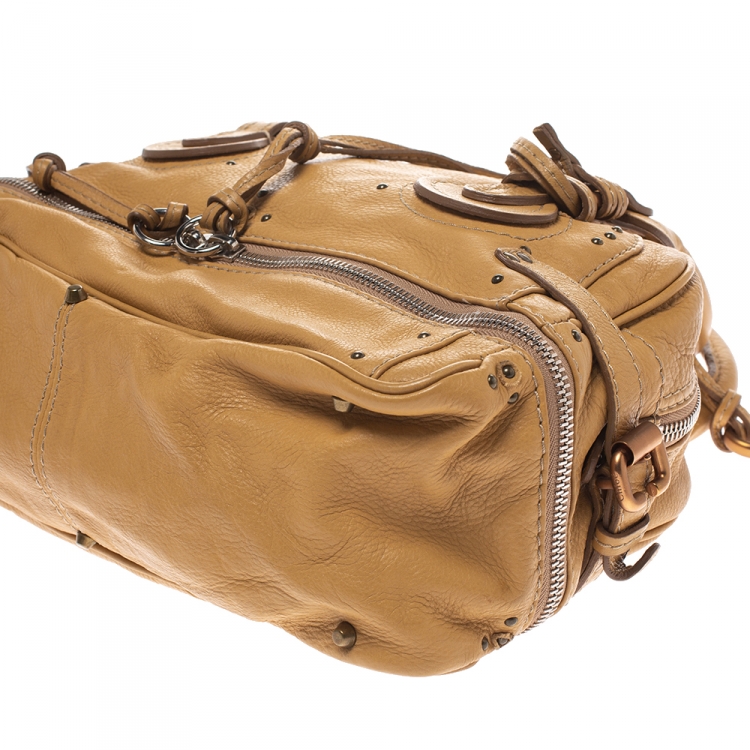 Pre Owned Chloe Beige Leather Paddington East/West Zippy Satchel 
