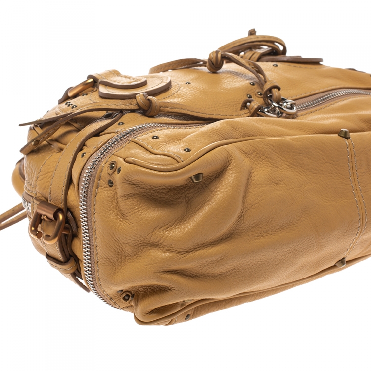 Pre Owned Chloe Beige Leather Paddington East/West Zippy Satchel 
