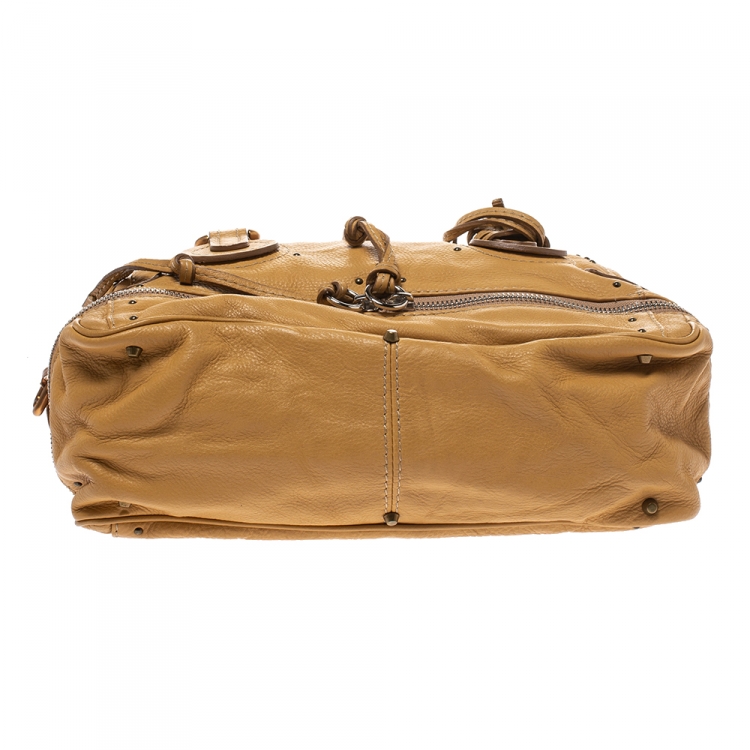 Pre Owned Chloe Beige Leather Paddington East/West Zippy Satchel 