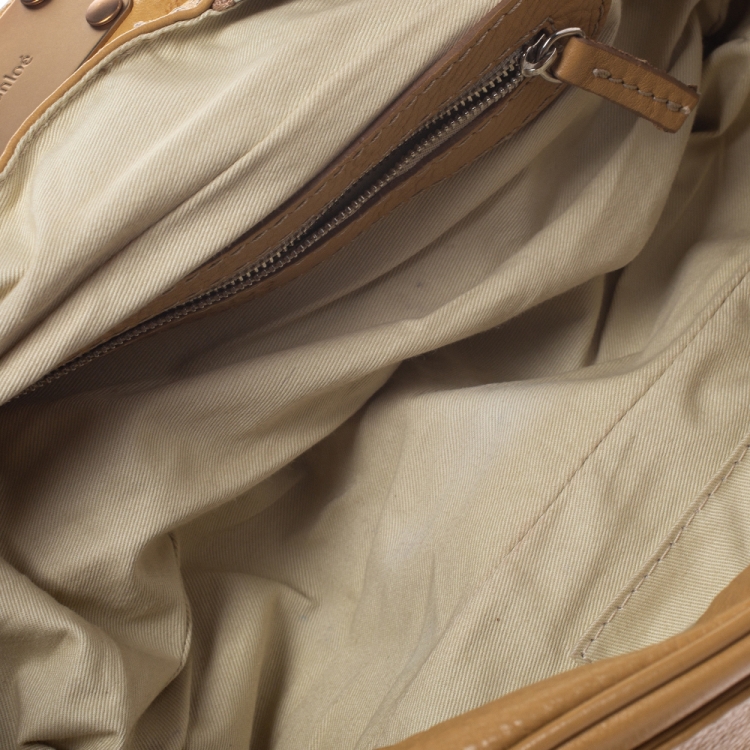 Pre Owned Chloe Beige Leather Paddington East/West Zippy Satchel 