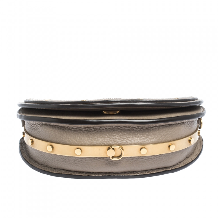 Pre Owned Chloe Grey Leather Small Nile Bracelet Minaudière Bag
