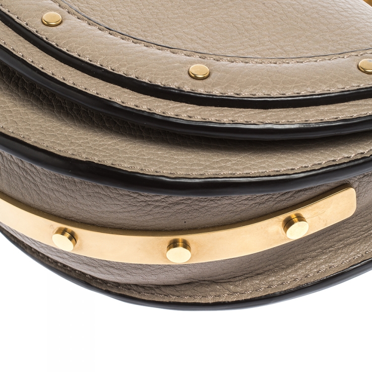 Pre Owned Chloe Grey Leather Small Nile Bracelet Minaudière Bag