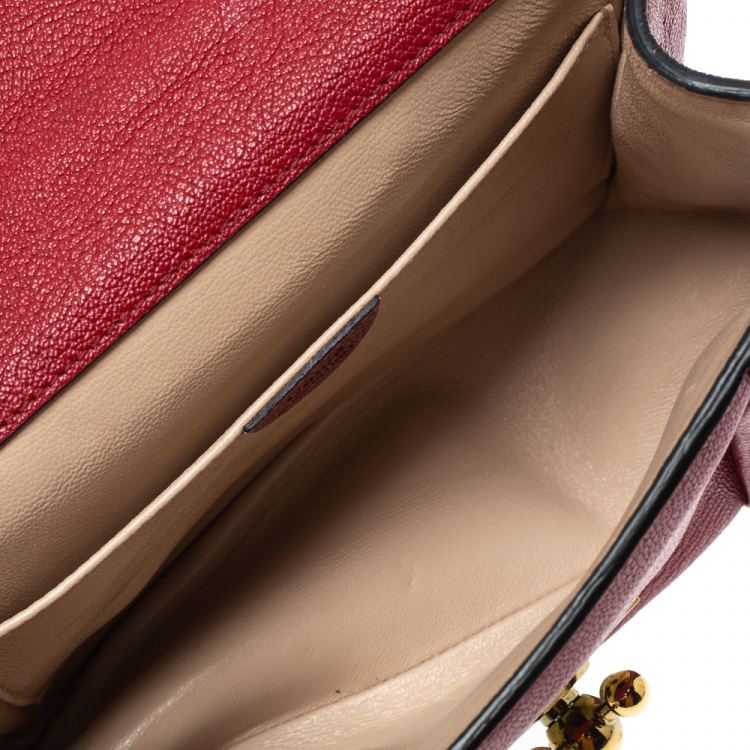 Pre Owned Chloe Red Leather Small Elsie Shoulder Bag