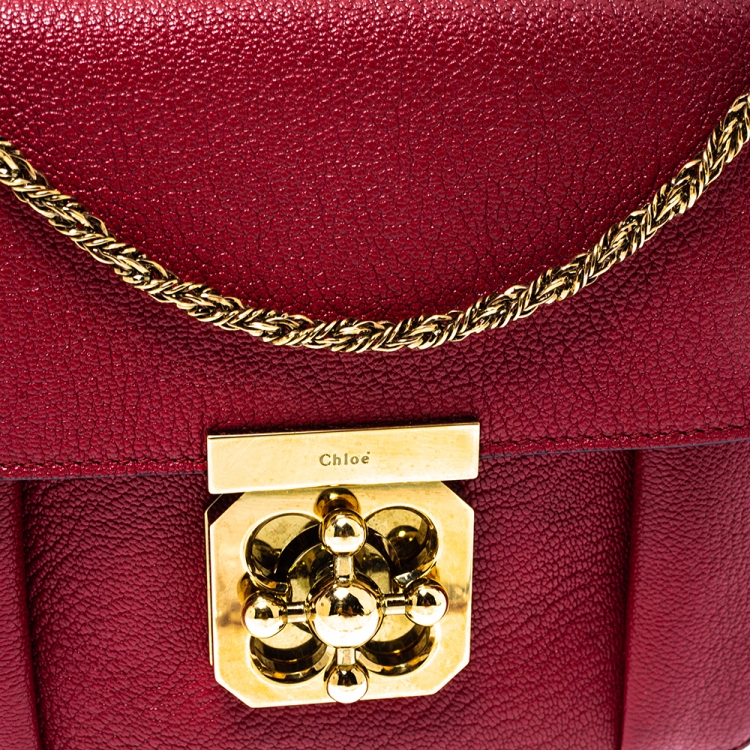 Pre Owned Chloe Red Leather Small Elsie Shoulder Bag