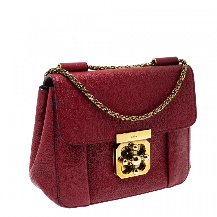 Pre Owned Chloe Red Leather Small Elsie Shoulder Bag