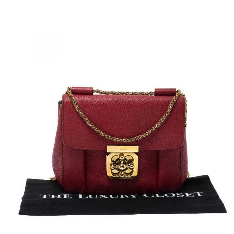 Pre Owned Chloe Red Leather Small Elsie Shoulder Bag