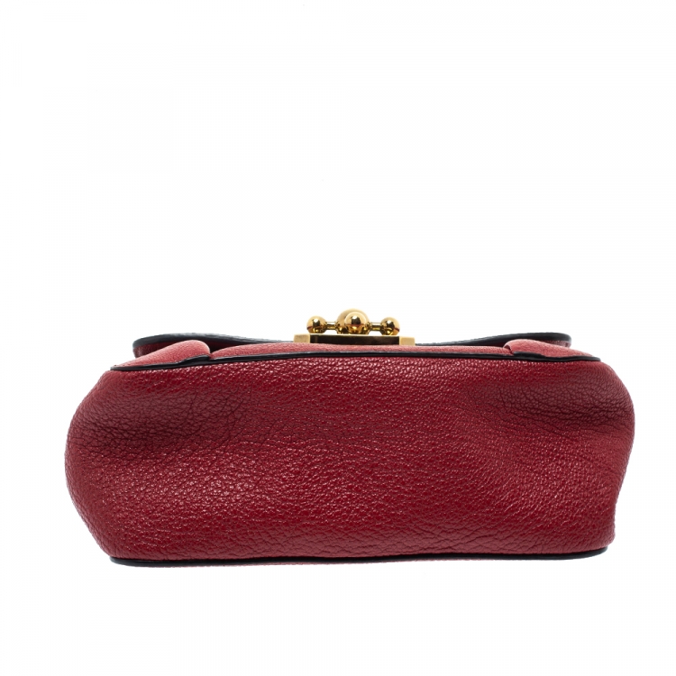 Pre Owned Chloe Red Leather Small Elsie Shoulder Bag