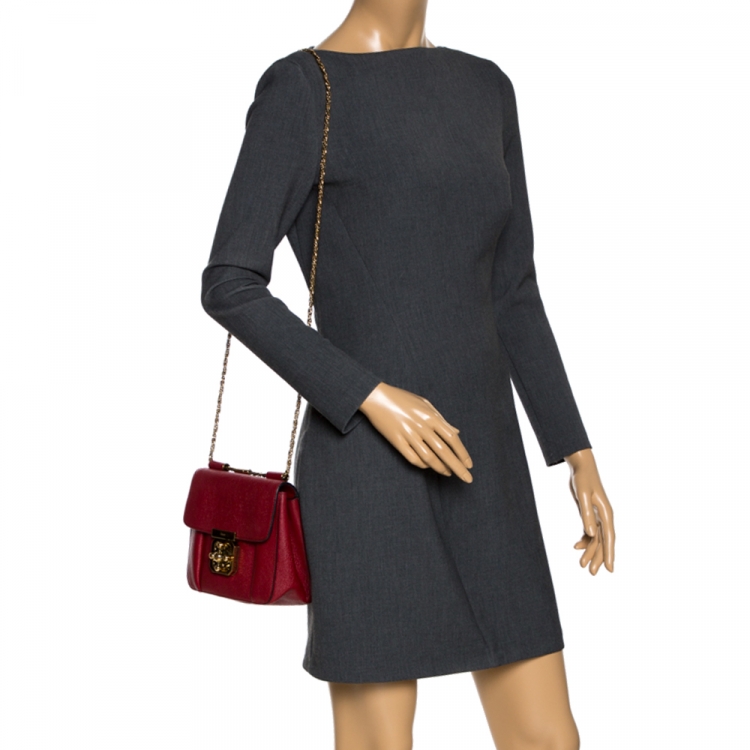 Pre Owned Chloe Red Leather Medium Elsie Shoulder Bag