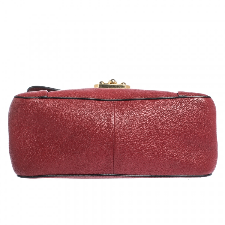 Pre Owned Chloe Red Leather Medium Elsie Shoulder Bag