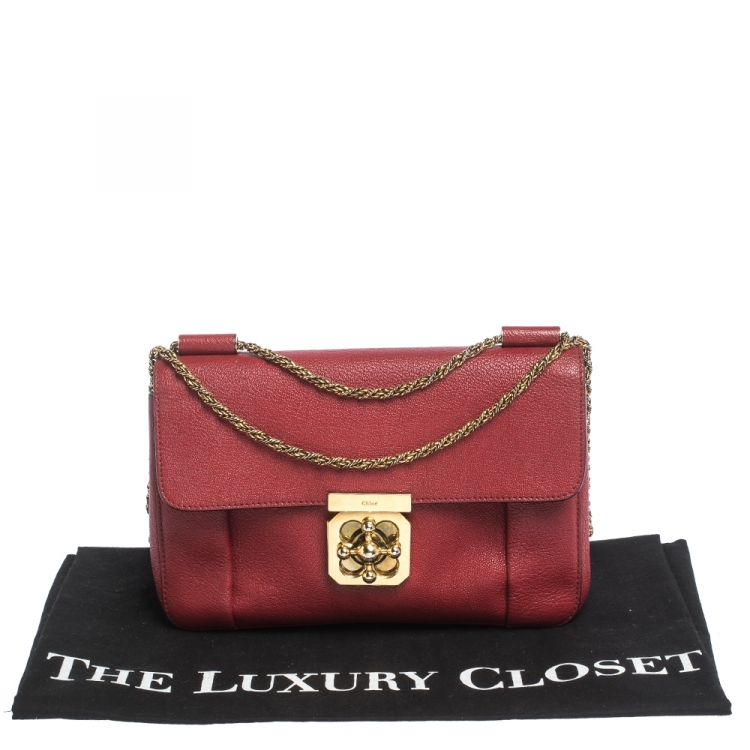 Pre Owned Chloe Red Leather Medium Elsie Shoulder Bag