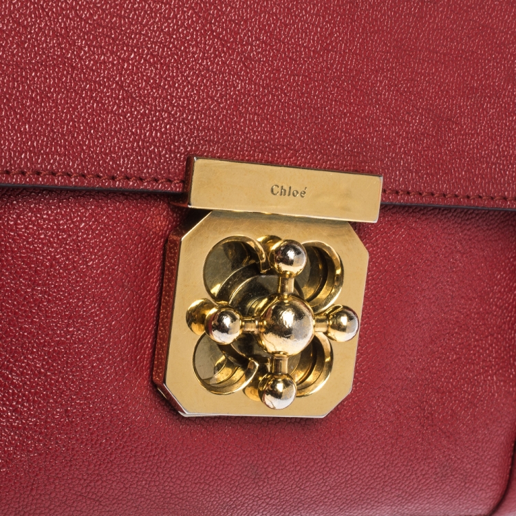 Pre Owned Chloe Red Leather Medium Elsie Shoulder Bag