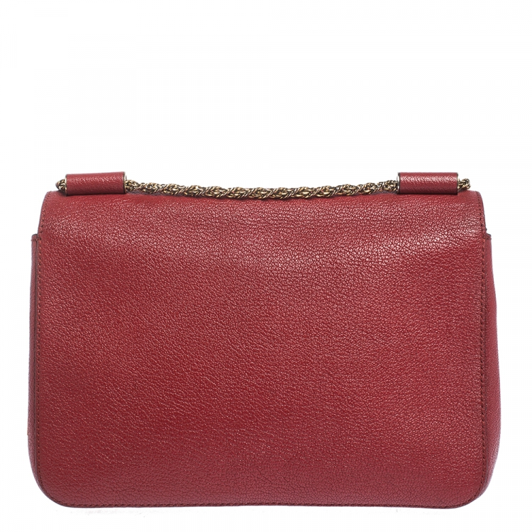Pre Owned Chloe Red Leather Medium Elsie Shoulder Bag