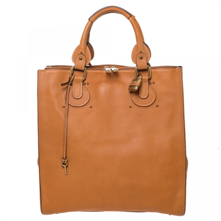 Pre Owned Chloe Tan Leather Pure Paddington Tote