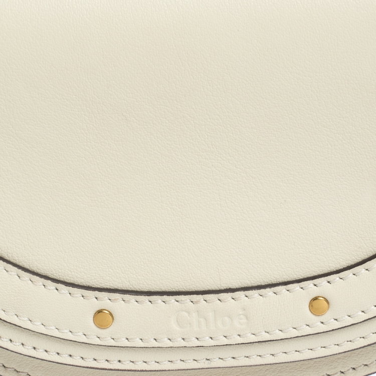 Pre Owned Chloe Off-White Leather Small Nile Bracelet Minaudiere Crossbody Bag 