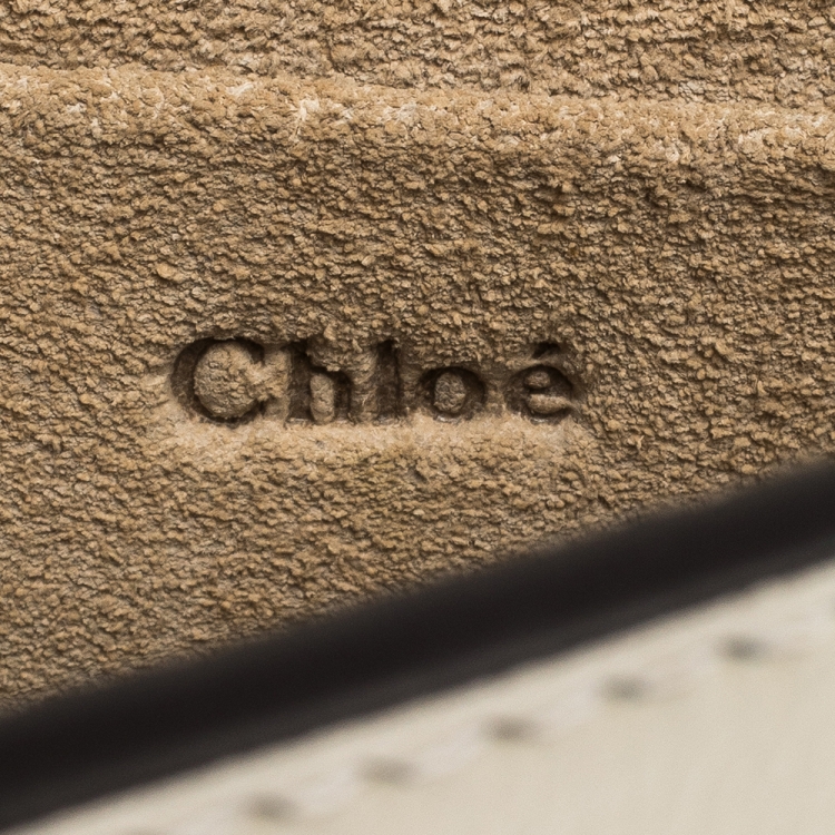 Pre Owned Chloe Off-White Leather Small Nile Bracelet Minaudiere Crossbody Bag 