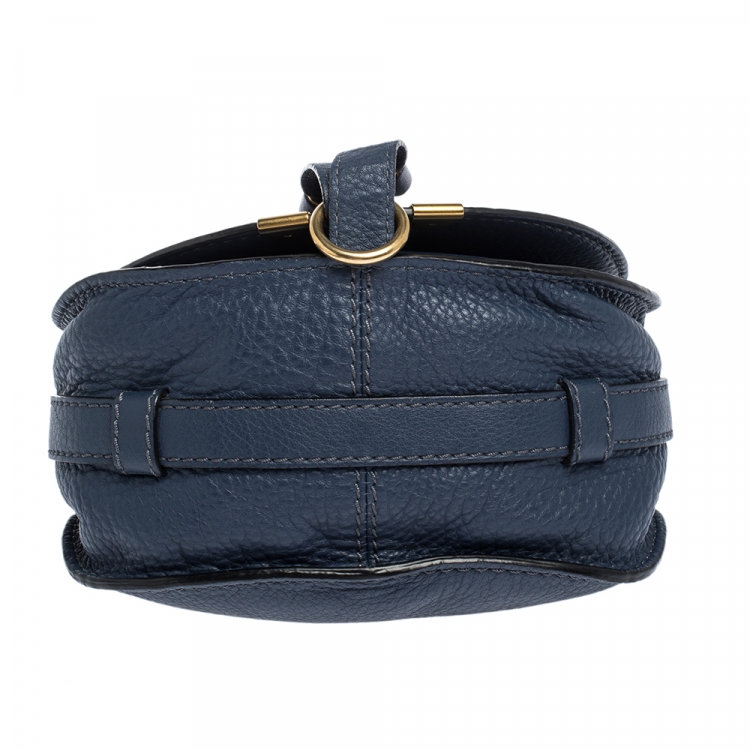Pre Owned Chloe Blue Leather Mini Marcie Crossbody Bag
