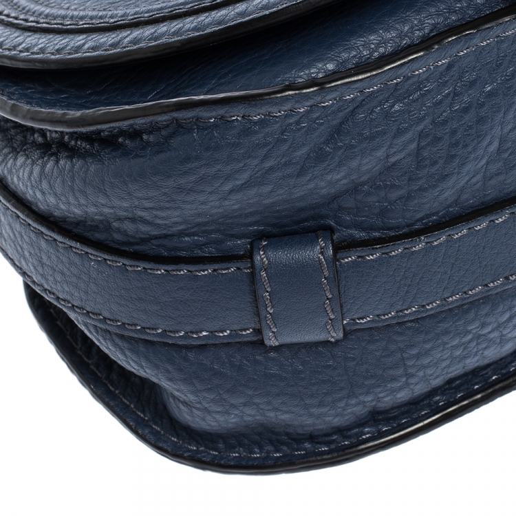 Pre Owned Chloe Blue Leather Mini Marcie Crossbody Bag