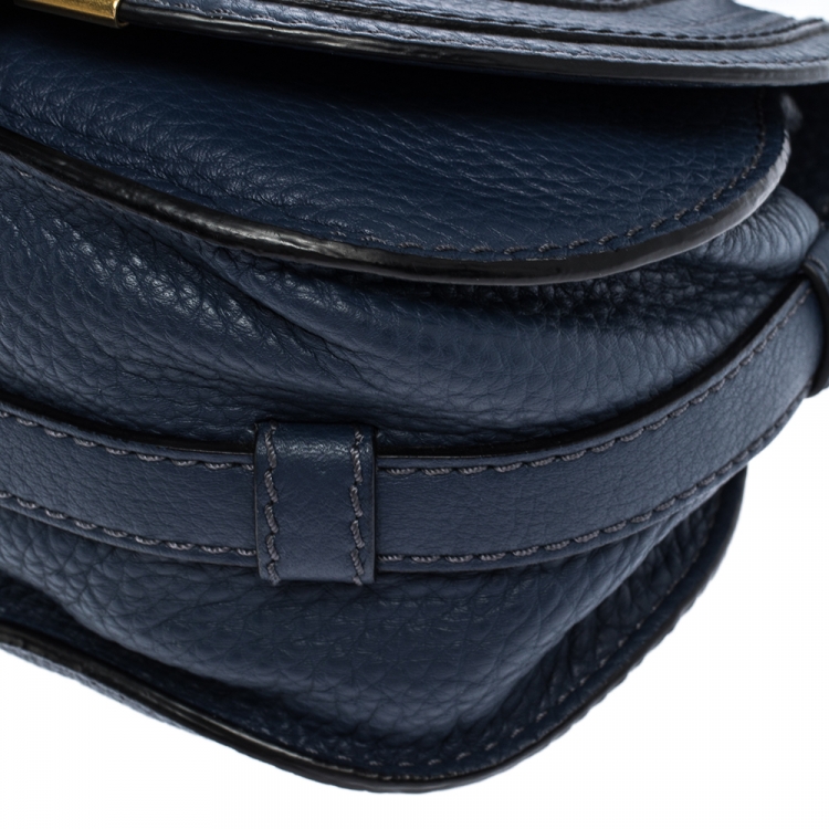 Pre Owned Chloe Blue Leather Mini Marcie Crossbody Bag