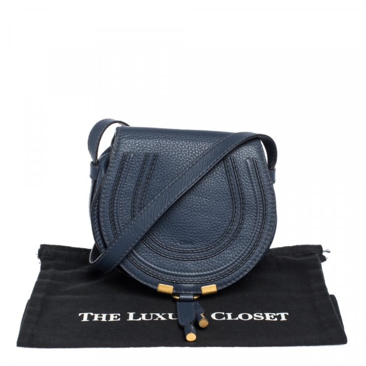 Pre Owned Chloe Blue Leather Mini Marcie Crossbody Bag