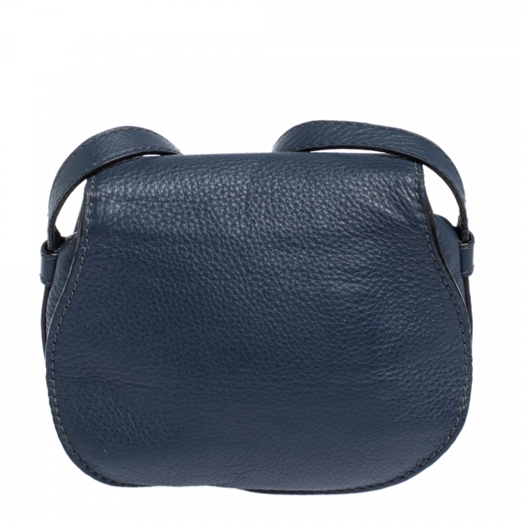 Pre Owned Chloe Blue Leather Mini Marcie Crossbody Bag