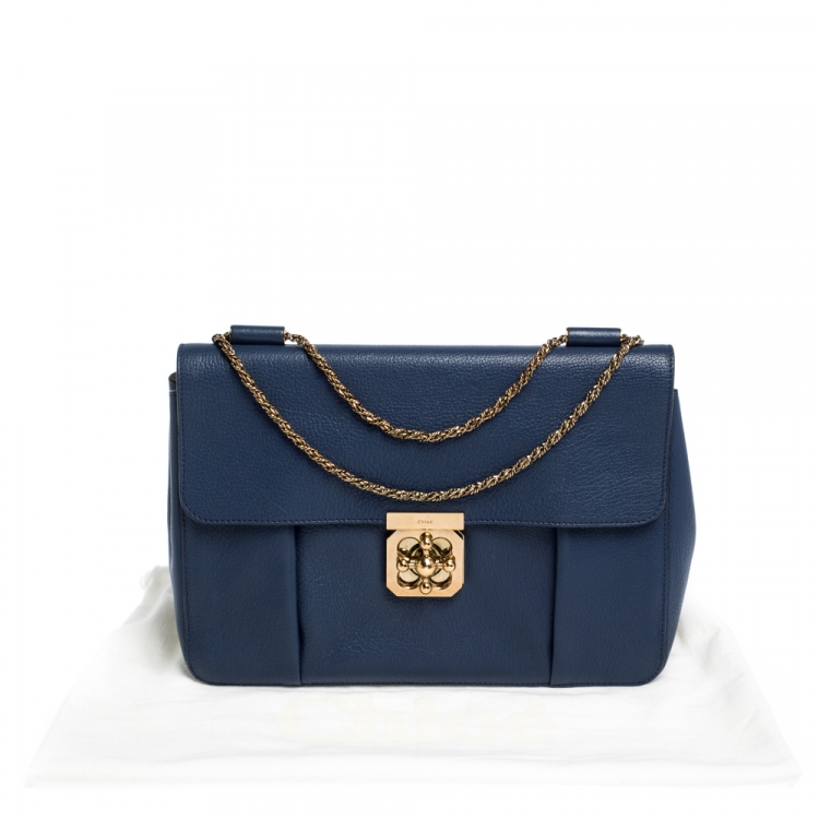 Pre Owned Chloe Blue Leather Large Elsie Shoulder Bag