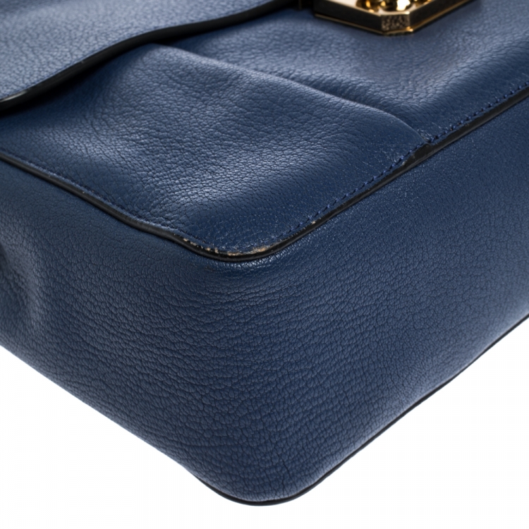 Pre Owned Chloe Blue Leather Large Elsie Shoulder Bag
