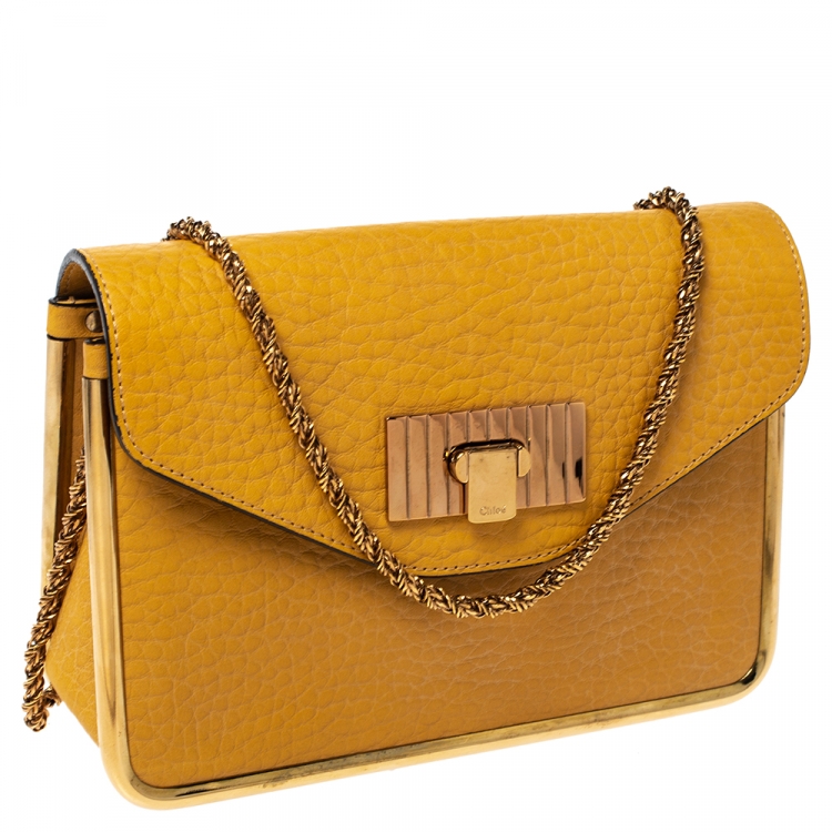 Pre Owned Chloe Mustard Leather Small Sally Shoulder Bag