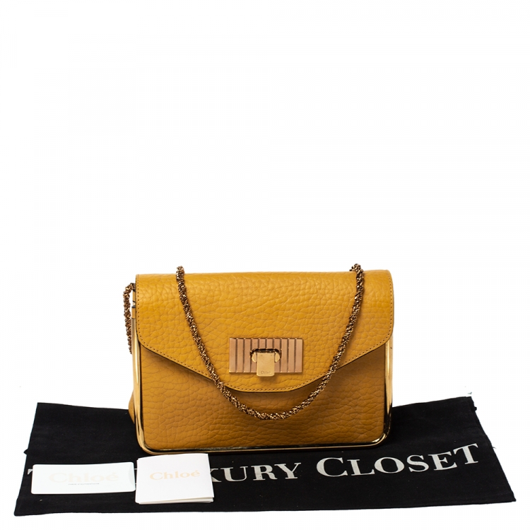 Pre Owned Chloe Mustard Leather Small Sally Shoulder Bag