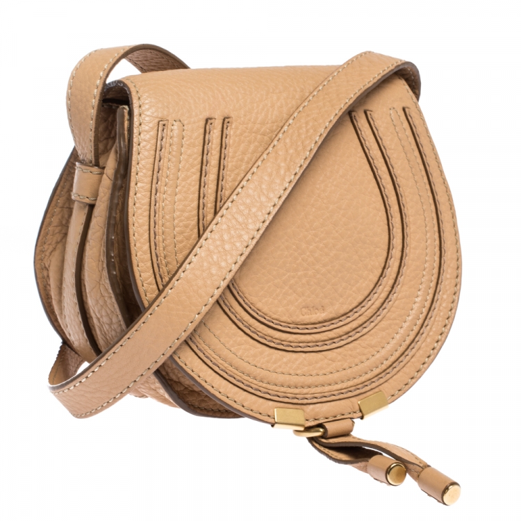 Pre Owned Chloe Beige Leather Mini Marcie Crossbody Bag