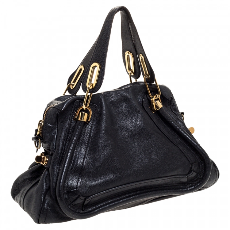 Pre Owned Chloe Black Leather Medium Paraty Shoulder Bag