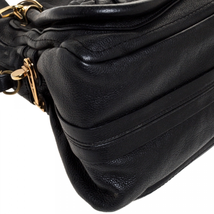 Pre Owned Chloe Black Leather Medium Paraty Shoulder Bag
