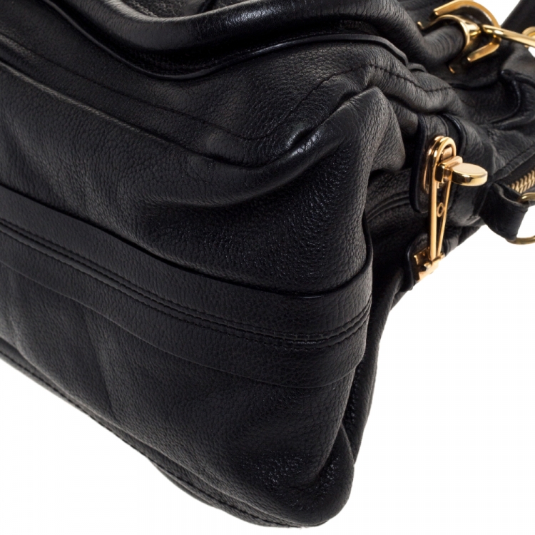 Pre Owned Chloe Black Leather Medium Paraty Shoulder Bag