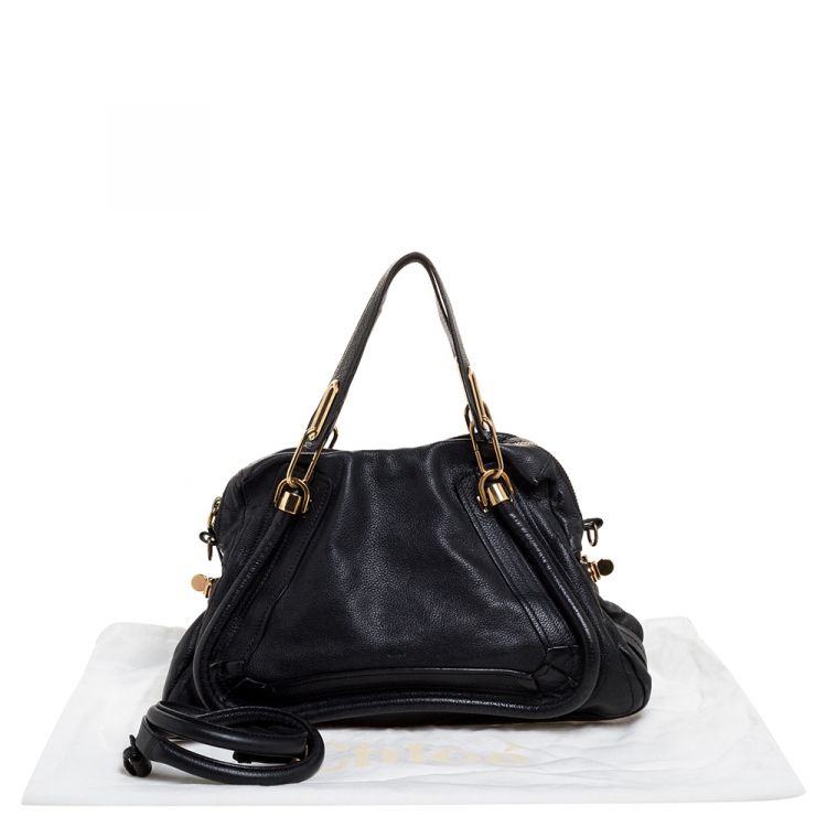 Pre Owned Chloe Black Leather Medium Paraty Shoulder Bag