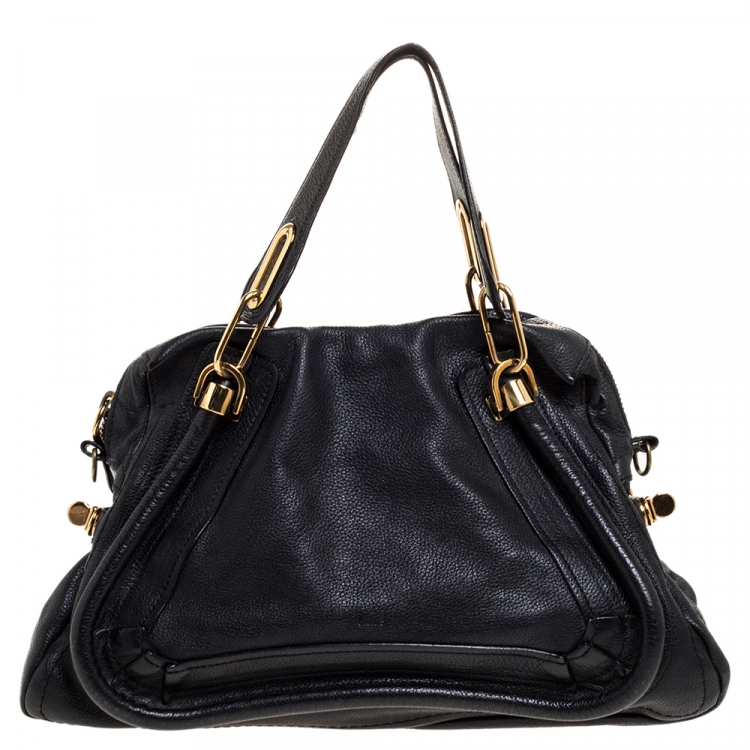 Pre Owned Chloe Black Leather Medium Paraty Shoulder Bag