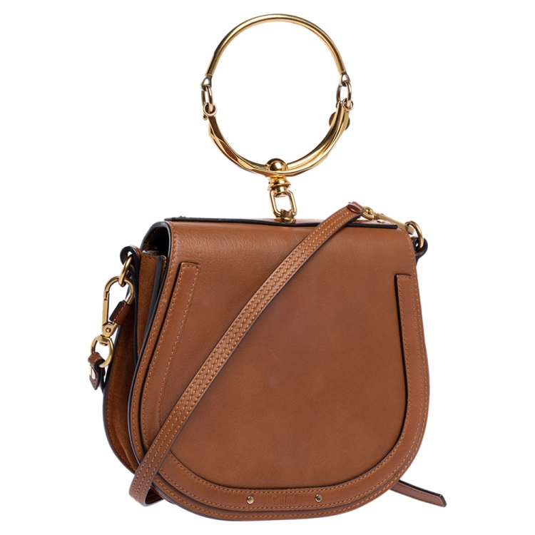Pre Owned Chloe Brown Leather Medium Nile Bracelet Shoulder Bag