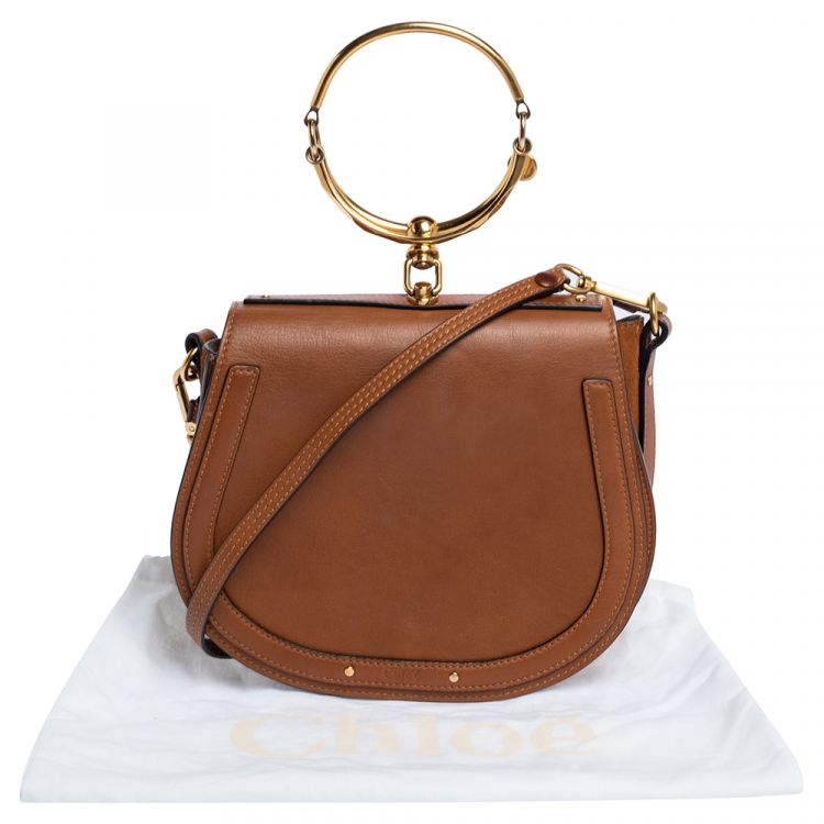 Pre Owned Chloe Brown Leather Medium Nile Bracelet Shoulder Bag