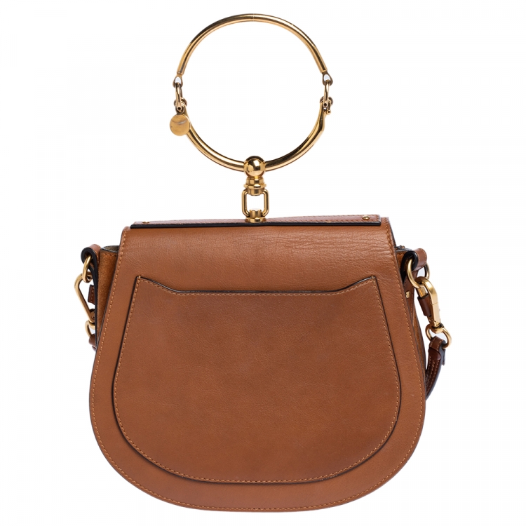Pre Owned Chloe Brown Leather Medium Nile Bracelet Shoulder Bag