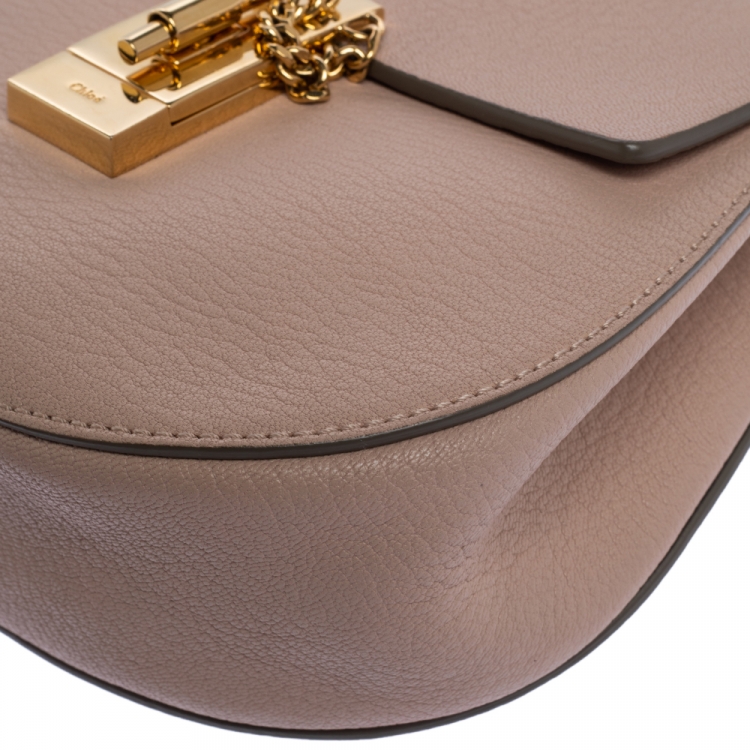 Pre Owned Chloe Beige Leather Small Drew Shoulder Bag