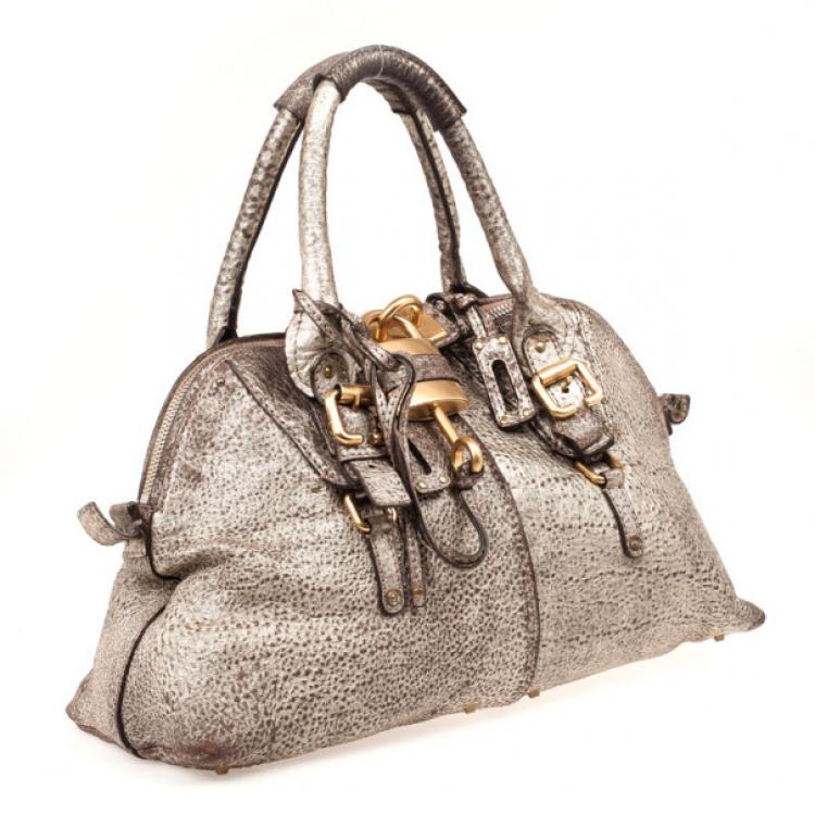 Pre Owned Chloe Metallic Leather Paddington Dome Bag