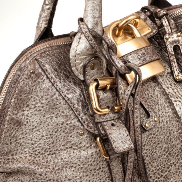Pre Owned Chloe Metallic Leather Paddington Dome Bag