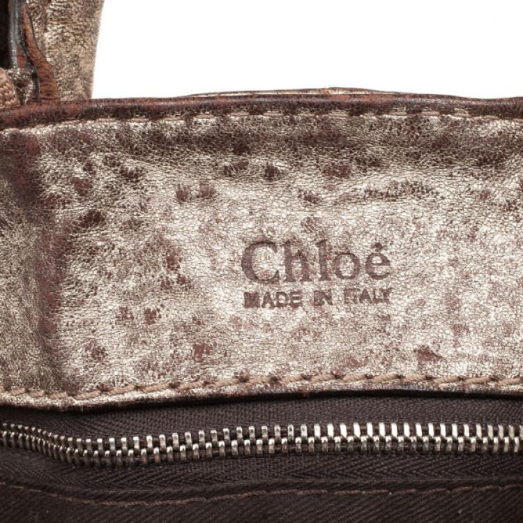 Pre Owned Chloe Metallic Leather Paddington Dome Bag