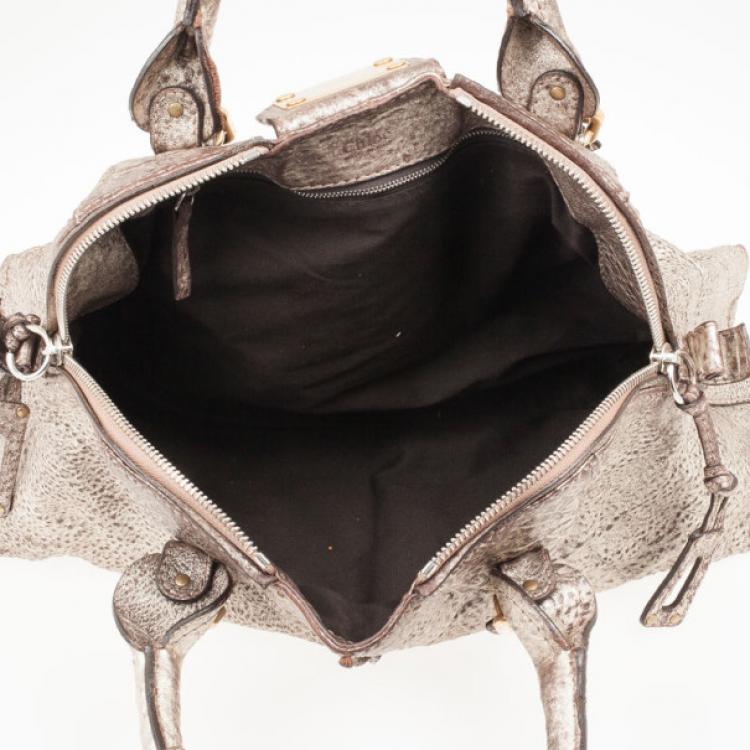 Pre Owned Chloe Metallic Leather Paddington Dome Bag