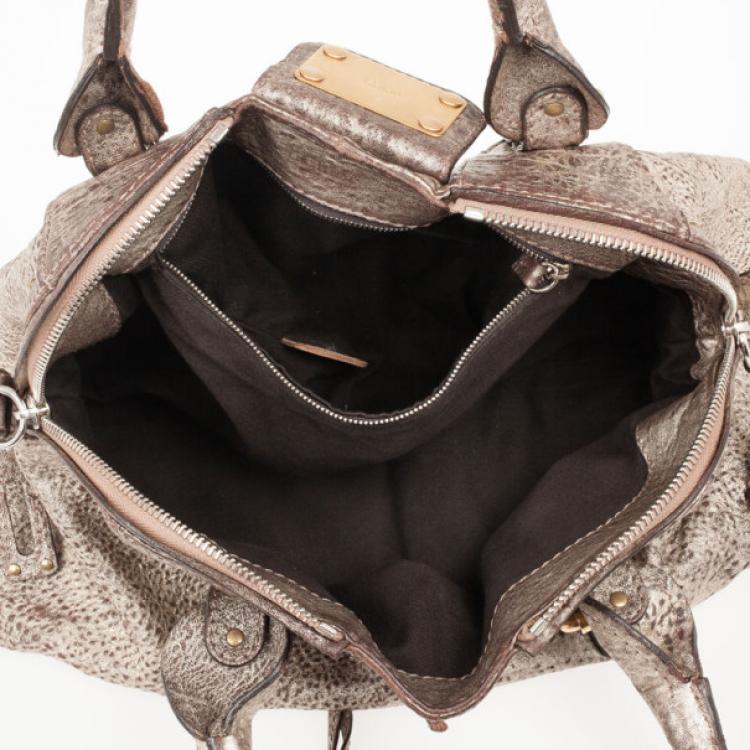 Pre Owned Chloe Metallic Leather Paddington Dome Bag