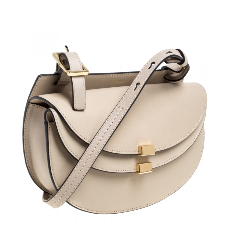 Pre Owned Chloe Beige Leather Mini Georgia Crossbody Bag