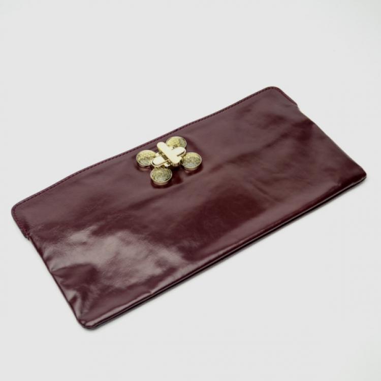 Pre Owned Chloe Leather Burgundy Clutch