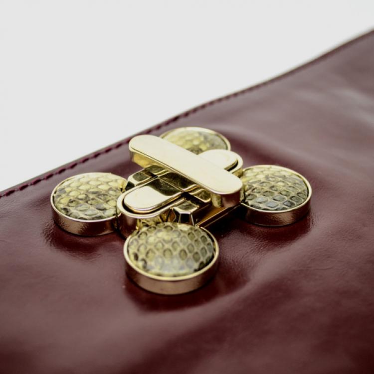Pre Owned Chloe Leather Burgundy Clutch