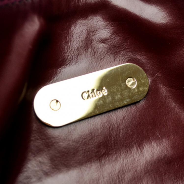 Pre Owned Chloe Leather Burgundy Clutch