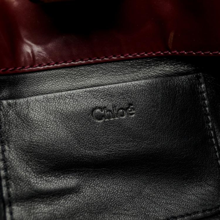 Pre Owned Chloe Leather Burgundy Clutch