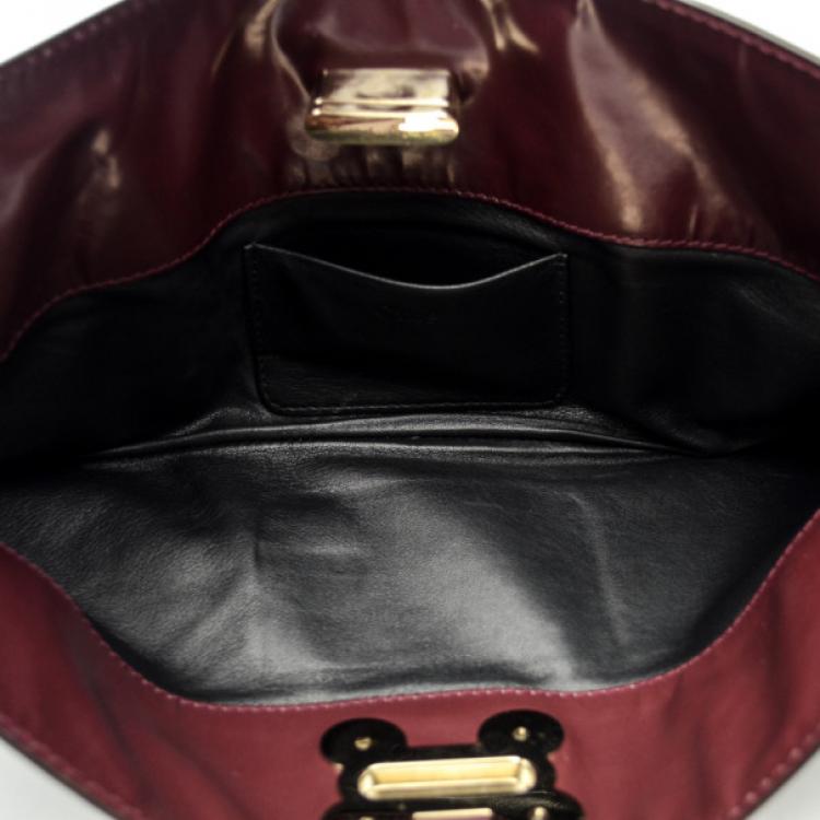 Pre Owned Chloe Leather Burgundy Clutch